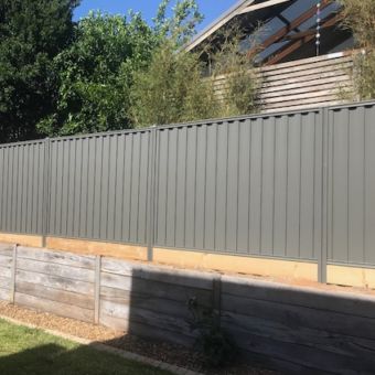 Colorbond fence & timber sleepers Berwick